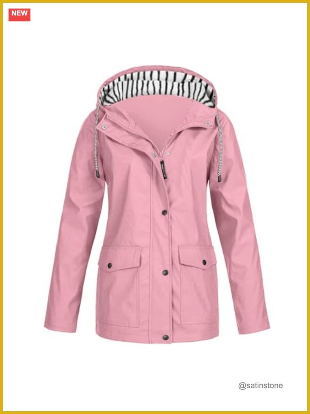 Women's Hooded Raincoat Lightweight Fit Plus Size Waterproof Zip Up Rain Jacket